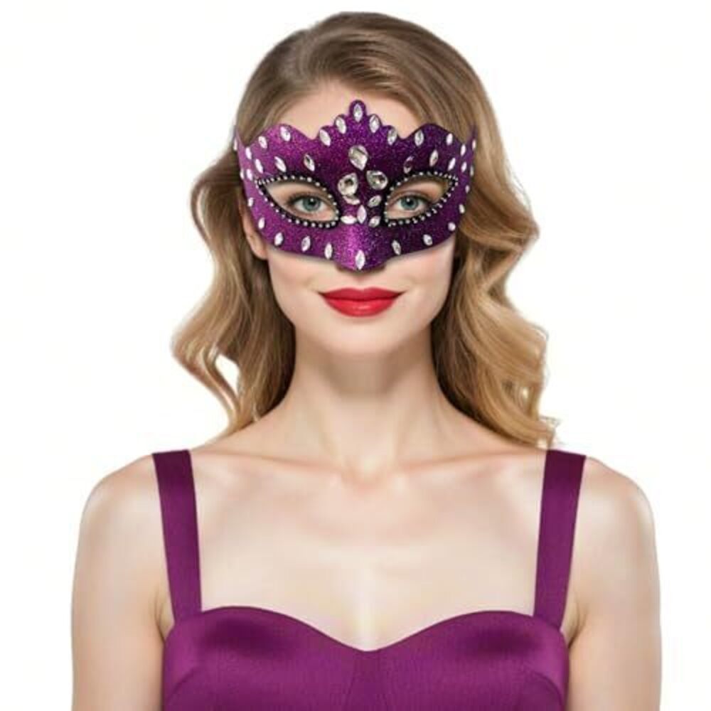7950 Masquerade Mask with Diamond Inlaid Venetian Ball Crown Face Masks